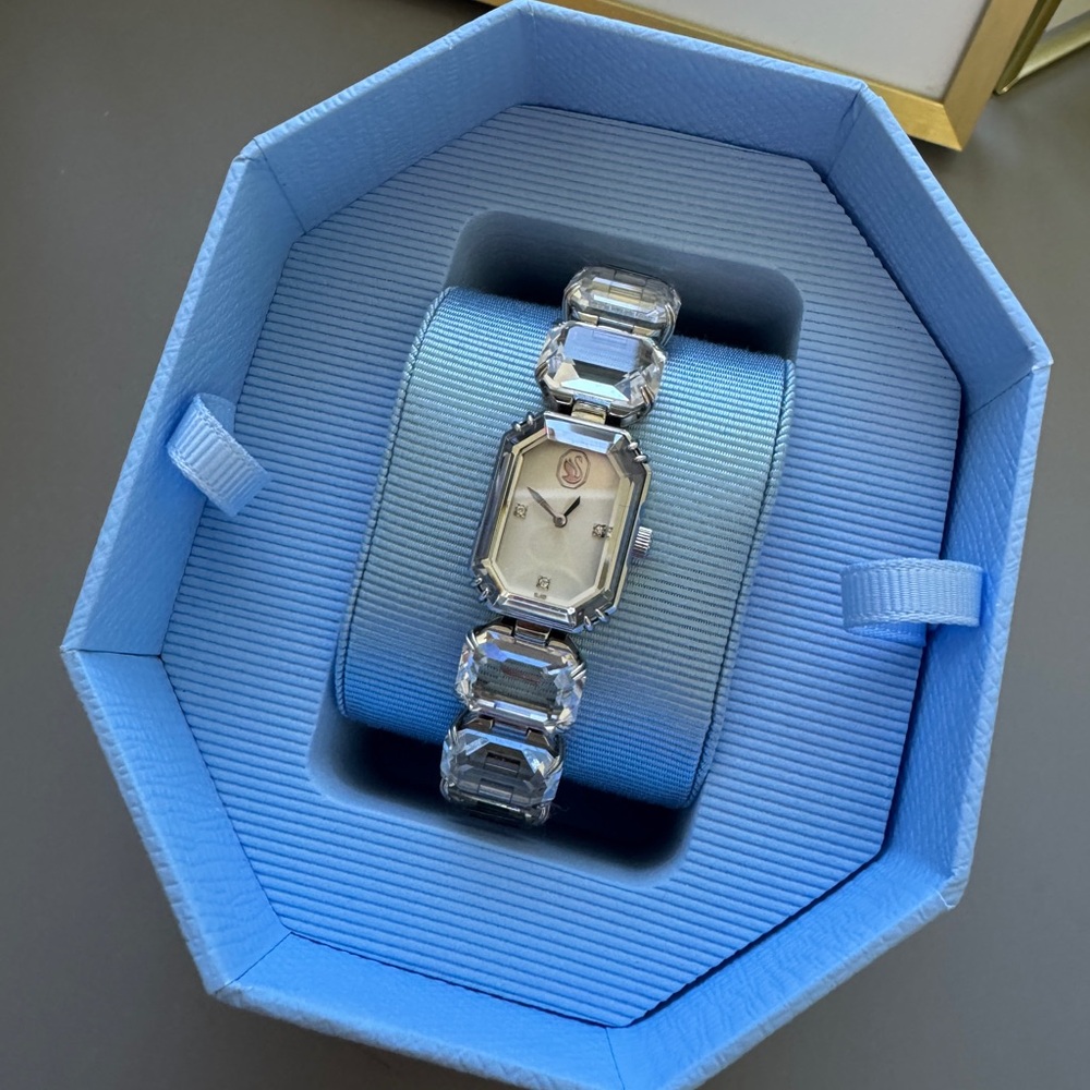 Swarovski Silver Watch with Distinctive Link Design